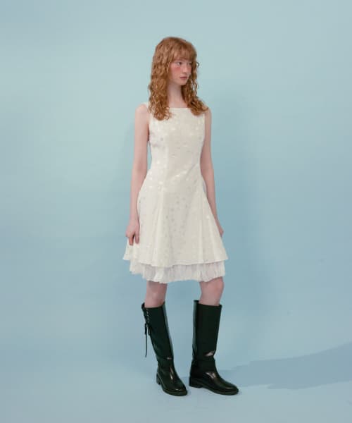Polka Dot Silk Dress (White)