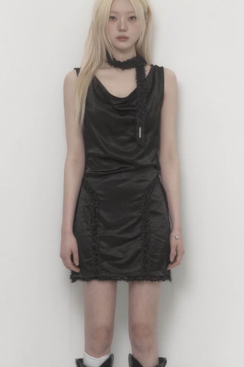 Draped Lace Dress (Black)