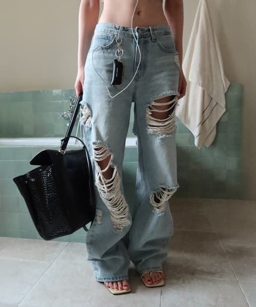 VINTAGE WIDE PANTS-DENIM