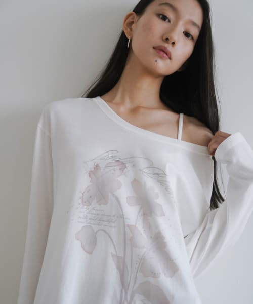 플라워 프린팅 원숄더 롱슬리브_빈티지플라워