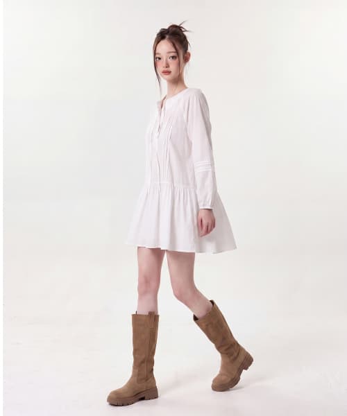 [배다영 PICK] 메리 핀턱 미니 원피스 [아이보리]