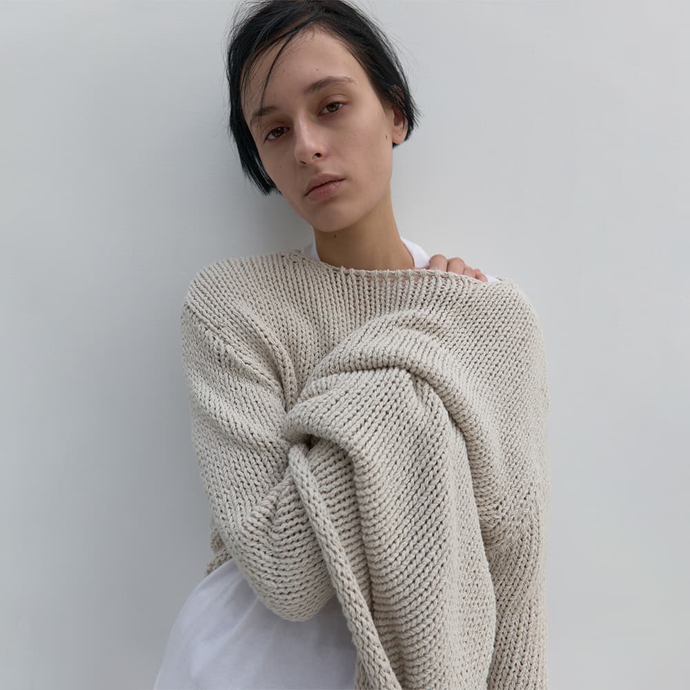 (10차 REORDER) RELAXED COTTON SWEATER IN ECRU