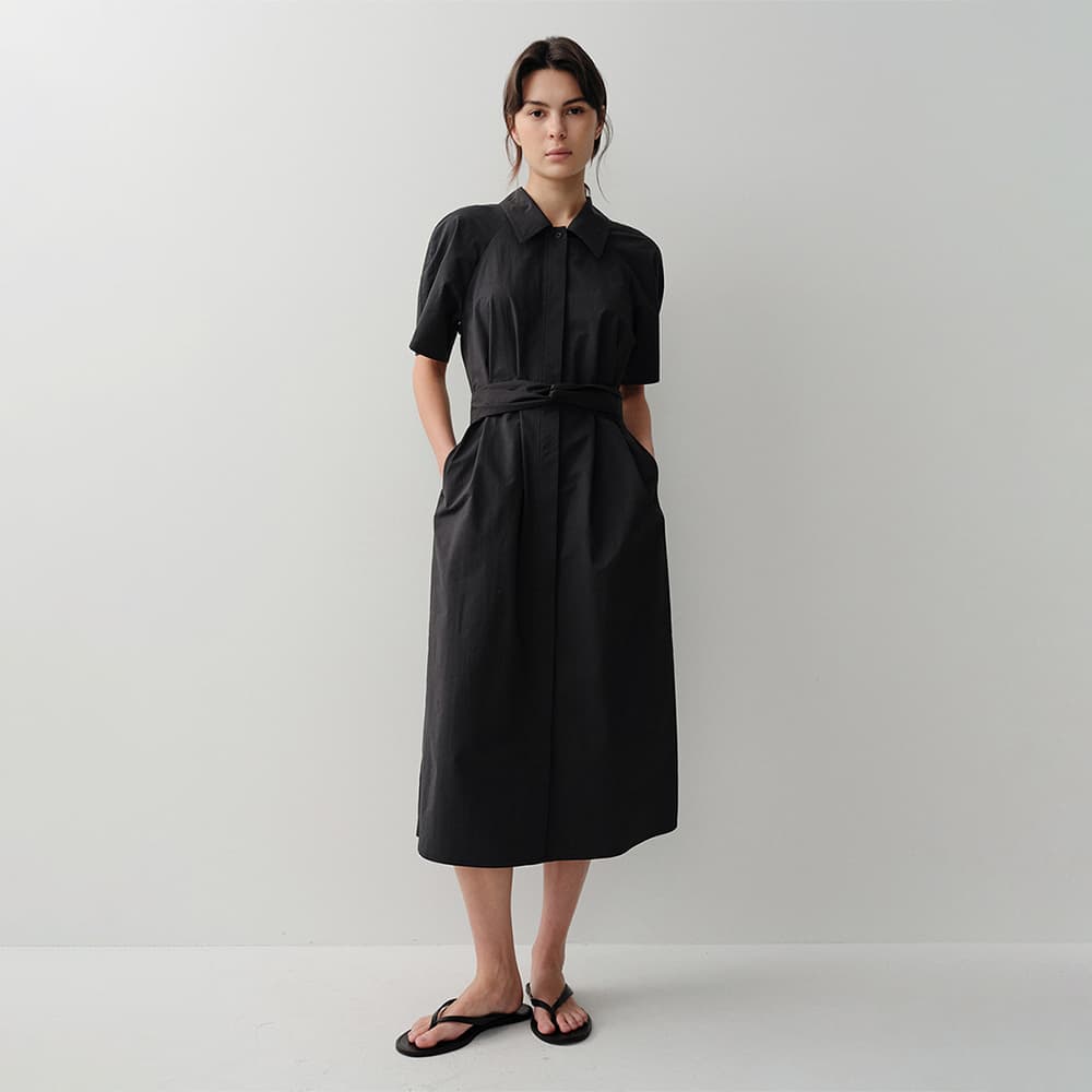 RAGLAN SHIRT DRESS (BLACK)